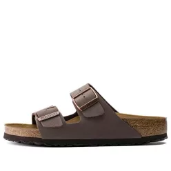 Birkenstock Arizona Birkibuc Mocha šľapky mokkové — produktová fotografia na bielom pozadí, bočný pohľad