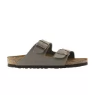 Birkenstock Arizona Birkibuc Stone šľapky — produktová fotografia na bielom pozadí, bočný pohľad