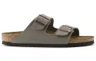 Birkenstock Arizona Birkibuc Stone šľapky — produktová fotografia na bielom pozadí, bočný pohľad
