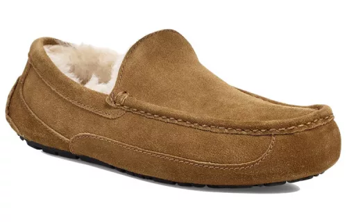 UGG Ascot Slipper Chestnut nazúvacie papuče gaštanové — produktová fotografia na bielom pozadí, bočný pohľad