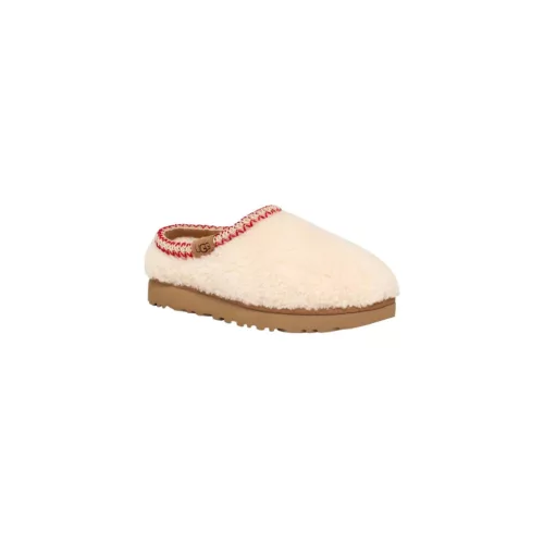 UGG Tasman Maxi Curly Slipper Natural dámske nazúvacie papuče — produktová fotografia na bielom pozadí, bočný pohľad