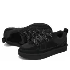 UGG Lowmel Lo Black dámske nízke papuče čierne — produktová fotografia na bielom pozadí, bočný pohľad