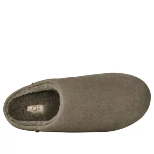 UGG Elea Slip-On Slipper Moss Green dámske nazúvacie papuče zelené — produktová fotografia na bielom pozadí, bočný pohľad