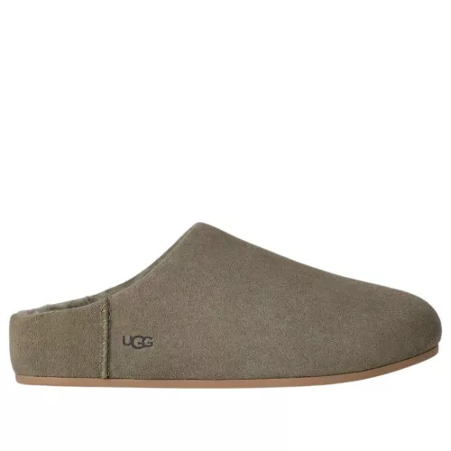 UGG Elea Slip-On Slipper Moss Green dámske nazúvacie papuče zelené — produktová fotografia na bielom pozadí, bočný pohľad