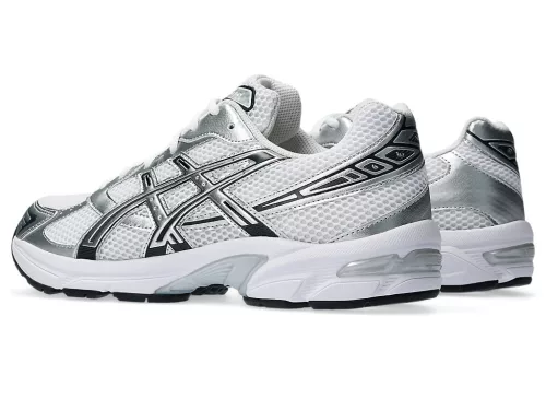ASICS Gel-1130 White Pure Silver nízke streetové tenisky biele-strieborné — produktová fotografia na bielom pozadí, bočný pohľad