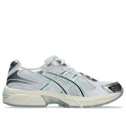 ASICS Gel-1130 White Mint Tint dámske nízke streetové tenisky biele-mentolové — produktová fotografia na bielom pozadí, bočný pohľad