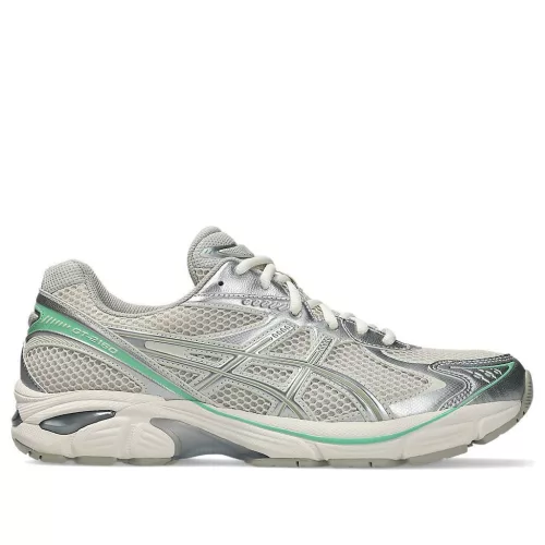 ASICS GT-2160 Smoke Grey Peppermint nízke streetové tenisky sivé — produktová fotografia na bielom pozadí, bočný pohľad