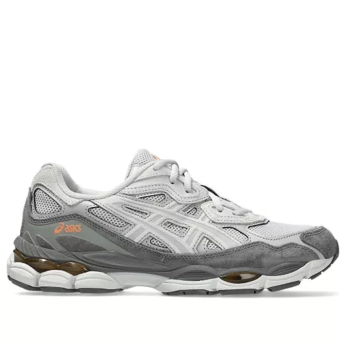 ASICS Gel-NYC Cloud Grey Cement Grey nízke streetové tenisky sivé — produktová fotografia na bielom pozadí, bočný pohľad