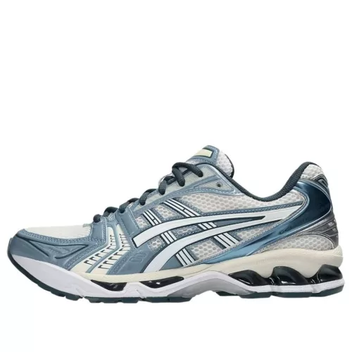 ASICS Gel-Kayano 14 Cream Raw Indigo nízke streetové tenisky indigové-krémové — produktová fotografia na bielom pozadí, bočný pohľad