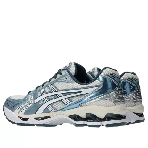 ASICS Gel-Kayano 14 Cream Raw Indigo nízke streetové tenisky indigové-krémové — produktová fotografia na bielom pozadí, bočný pohľad