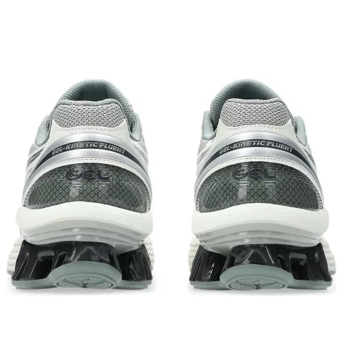 ASICS Gel-Kinetic Fluent Seal Grey Pure Silver nízke streetové tenisky sivé-strieborné — produktová fotografia na bielom pozadí, bočný pohľad