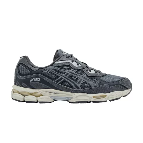 ASICS Gel-NYC Steel Grey Carrier Grey nízke streetové tenisky sivé — produktová fotografia na bielom pozadí, bočný pohľad