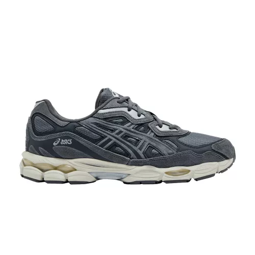 ASICS Gel-NYC Steel Grey Carrier Grey nízke streetové tenisky sivé — produktová fotografia na bielom pozadí, bočný pohľad