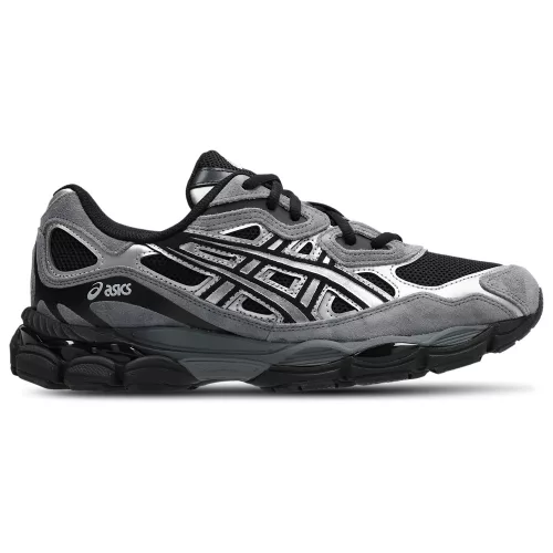ASICS Gel-NYC Black Pure Silver Grey nízke streetové tenisky čierne-strieborné — produktová fotografia na bielom pozadí, bočný pohľad