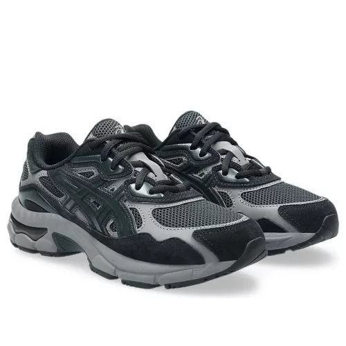 ASICS Gel-NYC Graphite Grey Black detské nízke streetové tenisky sivé-čierne — produktová fotografia na bielom pozadí, bočný pohľad