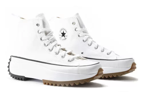 Converse Run Star Hike Hi White Black Gum vysoké streetové tenisky biele-čierne — produktová fotografia na bielom pozadí, bočný pohľad