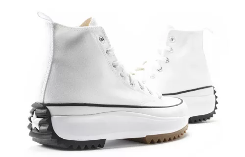 Converse Run Star Hike Hi White Black Gum vysoké streetové tenisky biele-čierne — produktová fotografia na bielom pozadí, bočný pohľad