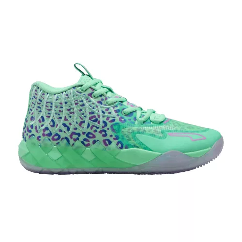 Puma LaMelo Ball MB.01 Alien Safari nízke streetové tenisky — produktová fotografia na bielom pozadí, bočný pohľad