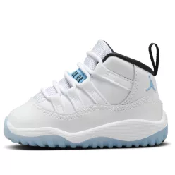 Jordan 11 Retro Legend Blue (2024) detské nízke streetové tenisky modré — produktová fotografia na bielom pozadí, bočný pohľad