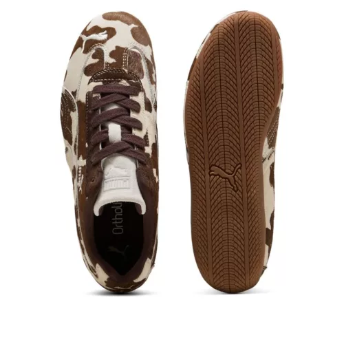 Puma Speedcat OG Cow Print dámske nízke streetové tenisky — produktová fotografia na bielom pozadí, bočný pohľad