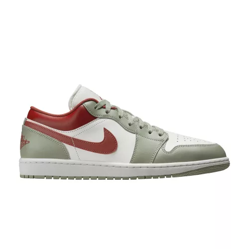 Jordan 1 Low Jade Horizon nízke streetové tenisky — produktová fotografia na bielom pozadí, bočný pohľad
