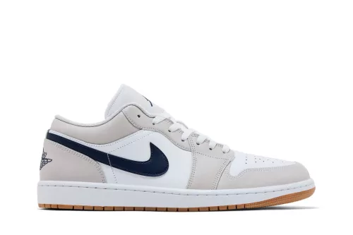 Jordan 1 Low Midnight Navy Neutral Grey pánske nízke mestské tenisky biele sivé hnedé tmavomodré