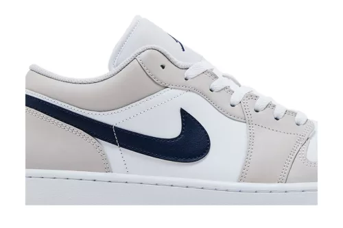 Jordan 1 Low Midnight Navy Neutral Grey pánske nízke mestské tenisky biele sivé hnedé tmavomodré
