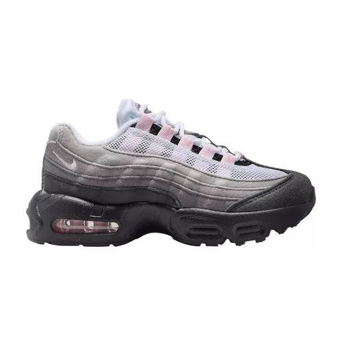 Nike Air Max 95 Pink Foam detské nízke streetové tenisky ružové — produktová fotografia na bielom pozadí, bočný pohľad