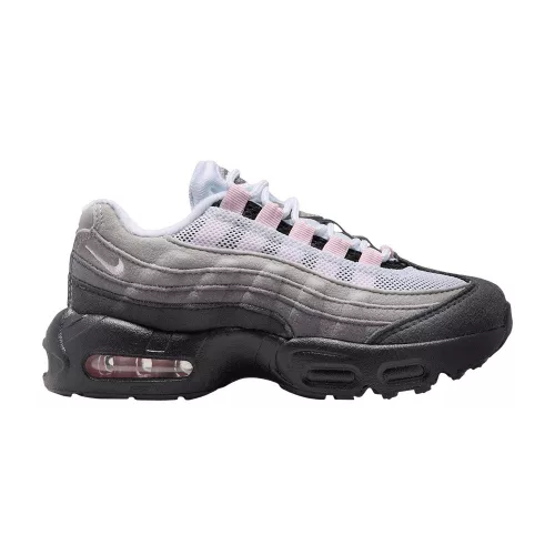 Nike Air Max 95 Pink Foam detské nízke streetové tenisky ružové — produktová fotografia na bielom pozadí, bočný pohľad