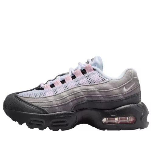 Nike Air Max 95 Pink Foam detské nízke streetové tenisky ružové — produktová fotografia na bielom pozadí, bočný pohľad