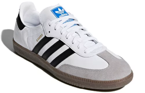 adidas Samba OG Cloud White Core Black nízke streetové tenisky biele-čierne — produktová fotografia na bielom pozadí, bočný pohľad