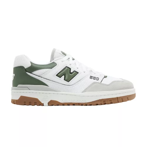 New Balance 550 White Nori nízke streetové tenisky biele — produktová fotografia na bielom pozadí, bočný pohľad