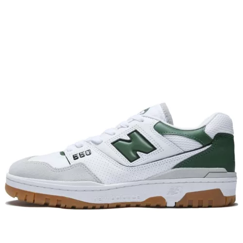 New Balance 550 White Nori nízke streetové tenisky biele — produktová fotografia na bielom pozadí, bočný pohľad