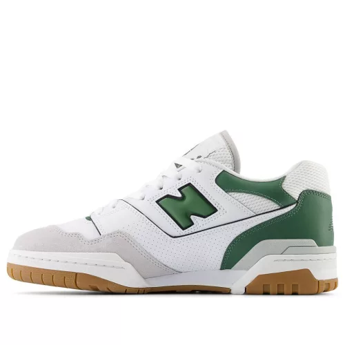 New Balance 550 White Nori nízke streetové tenisky biele — produktová fotografia na bielom pozadí, bočný pohľad