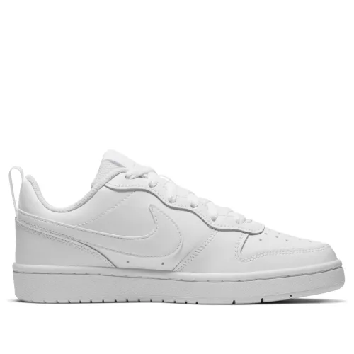 Nike Court Borough 2 White detské nízke streetové tenisky biele — produktová fotografia na bielom pozadí, bočný pohľad