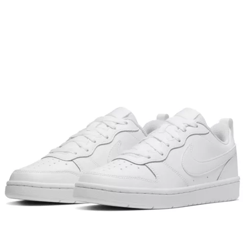 Nike Court Borough 2 White detské nízke streetové tenisky biele — produktová fotografia na bielom pozadí, bočný pohľad