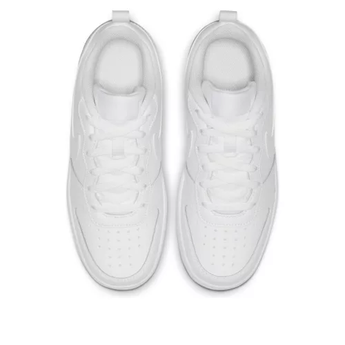 Nike Court Borough 2 White detské nízke streetové tenisky biele — produktová fotografia na bielom pozadí, bočný pohľad