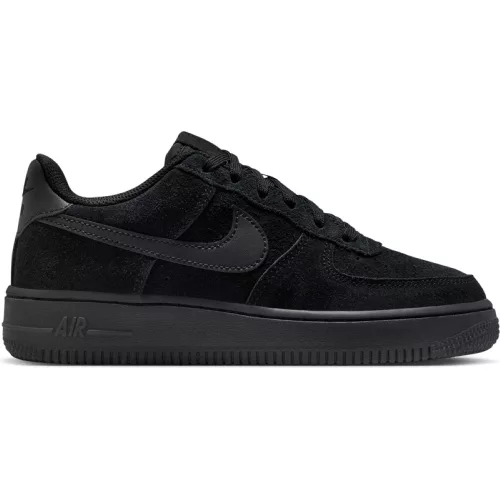 Nike Air Force 1 LV8 Trible Black detské nízke streetové tenisky čierne — produktová fotografia na bielom pozadí, bočný pohľad