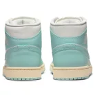 Jordan 1 Mid Light Dew dámske polovysoké streetové tenisky — produktová fotografia na bielom pozadí, bočný pohľad