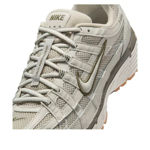Nike P-6000 Light Bone Medium Olive Gum (W) nízke streetové tenisky béžové-olivové — produktová fotografia na bielom pozadí, bočný pohľad