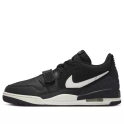Jordan Legacy 312 Low Black Phantom nízke streetové tenisky čierne-lomené biele — produktová fotografia na bielom pozadí, bočný pohľad