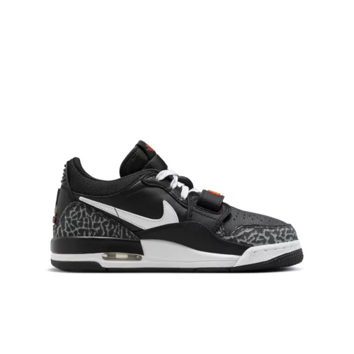 Jordan Legacy 312 Low Black White Safety Orange detské nízke streetové tenisky čierne-biele — produktová fotografia na bielom pozadí, bočný pohľad