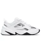 Nike M2K Tekno White Metallic Silver Black dámske nízke streetové tenisky strieborné-biele — produktová fotografia na bielom pozadí, bočný pohľad