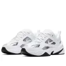 Nike M2K Tekno White Metallic Silver Black dámske nízke streetové tenisky strieborné-biele — produktová fotografia na bielom pozadí, bočný pohľad