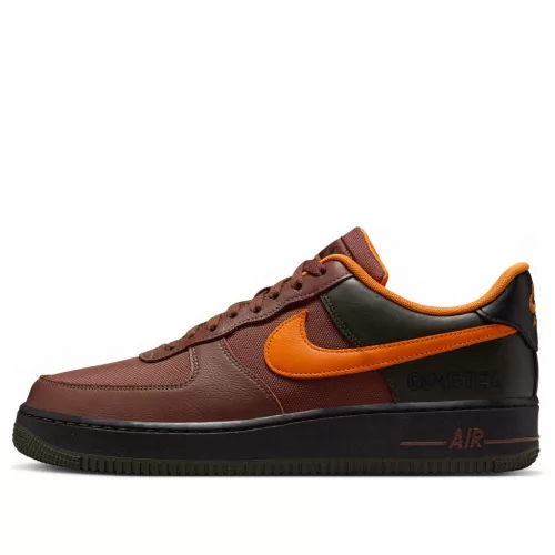Nike Air Force 1 Low Gore-Tex Brown Bright Ceramic dámske nízke streetové tenisky hnedé — produktová fotografia na bielom pozadí, bočný pohľad