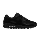 Nike Air Max 90 Recraft Triple Black nízke streetové tenisky čierne — produktová fotografia na bielom pozadí, bočný pohľad