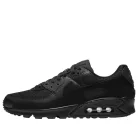 Nike Air Max 90 Recraft Triple Black nízke streetové tenisky čierne — produktová fotografia na bielom pozadí, bočný pohľad