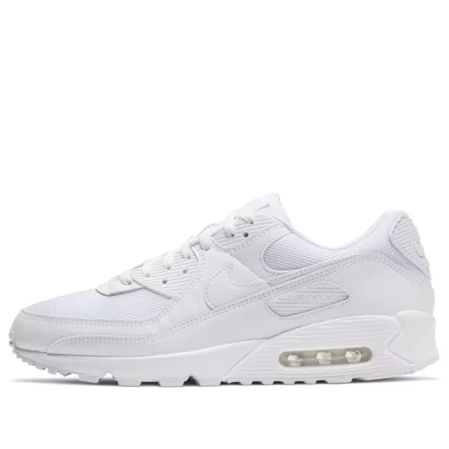 Nike Air Max 90 Recraft Triple White nízke streetové tenisky biele — produktová fotografia na bielom pozadí, bočný pohľad