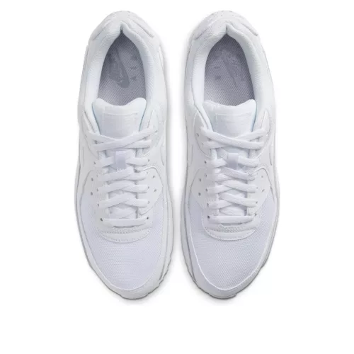 Nike Air Max 90 Recraft Triple White nízke streetové tenisky biele — produktová fotografia na bielom pozadí, bočný pohľad