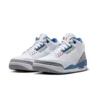 Jordan 3 Retro Wizards nízke streetové tenisky — produktová fotografia na bielom pozadí, bočný pohľad